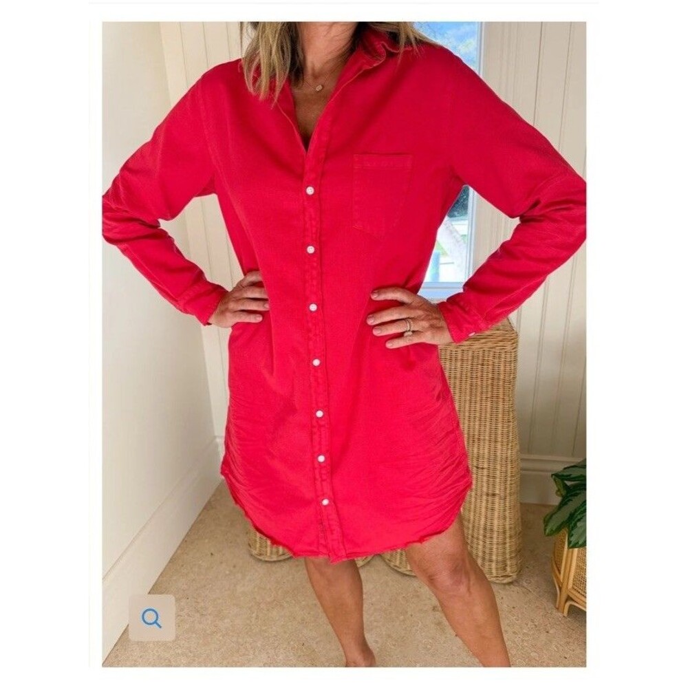 Frank & Eileen Top Shirt Small Adult Pink Mary Button Up Shirtdress Pocket Women - Picture 7 of 16